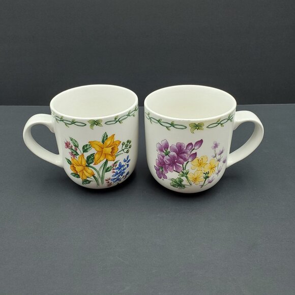 Thomson Pottery Floral Garden Mugs Daffodils Geraniums Flower Mugs - Picture 2 of 8